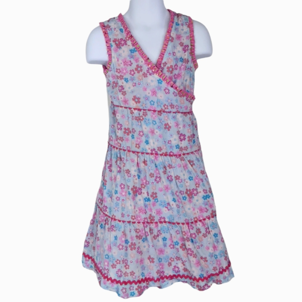 LOLA ET MOI Girls Boutique Ric Rac Trim Wrap Dress Sz 6
